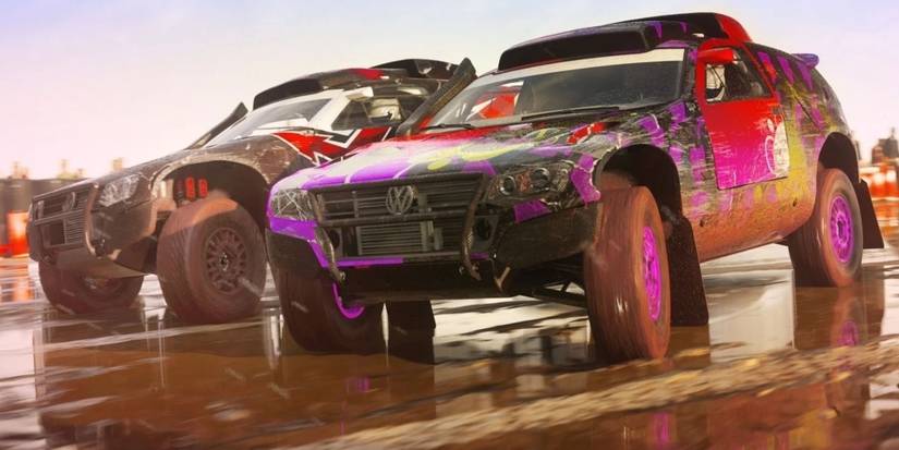 Cars racing in the mud in Dirt 5