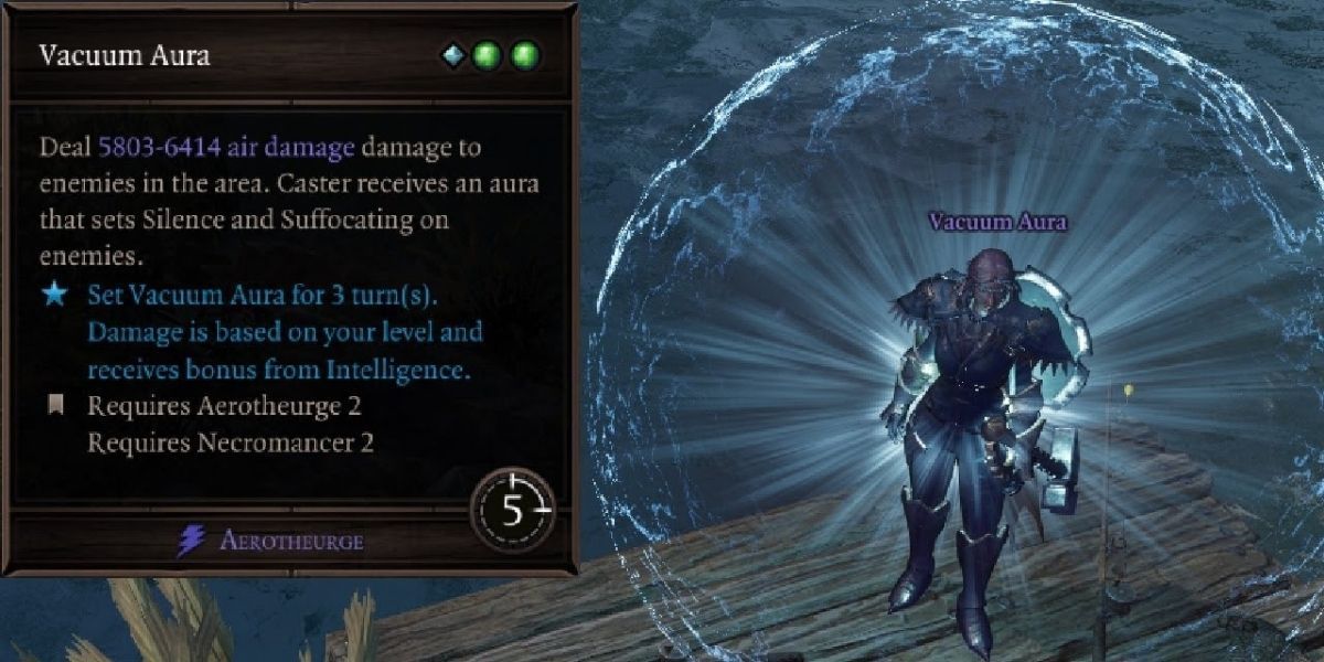 Vacuum Aura can be used to suffocate enemies and prevent them from using skills in divinity 2