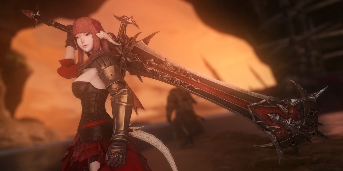 au ra woman with greatsword at her back