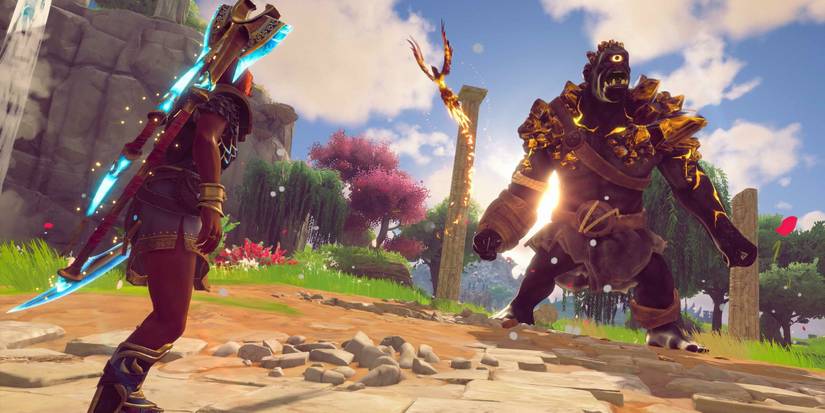 Fenyx Staring Down Enemy Boss