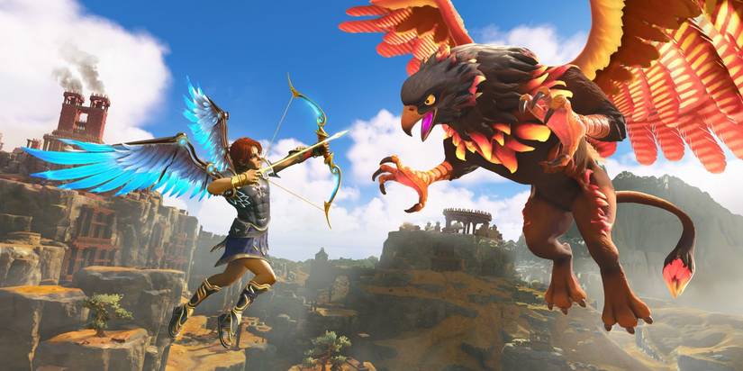 Fenyx Fighting A Griffin Mid-Air