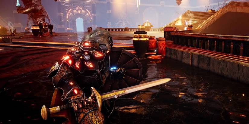 Godfall Player Standing In Defense