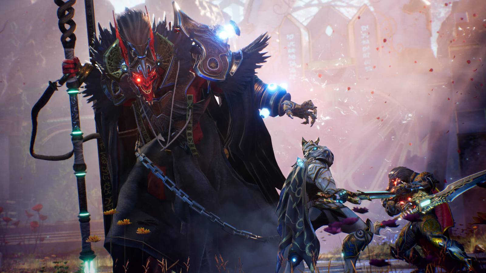 Godfall Players Confronting A Boss