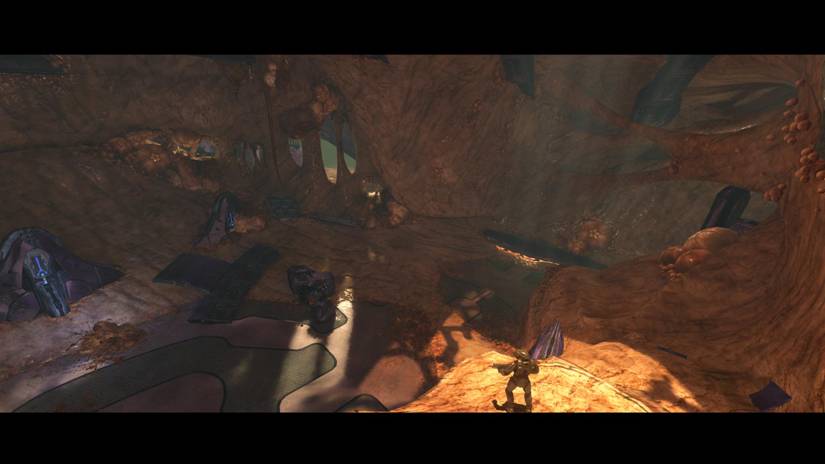 Master Chief Overlooking Flood-Infested Room