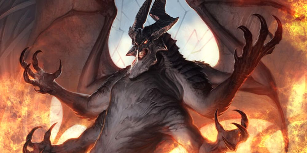 demon with four arms surrounded by flames from mtg