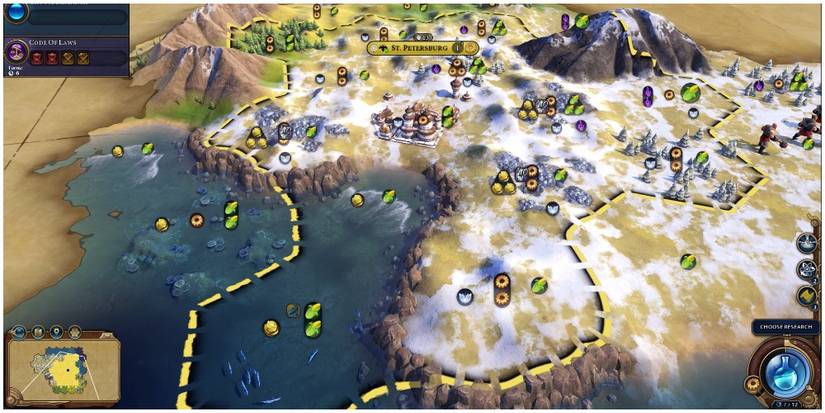 A starting area in the tundra with resources nearby