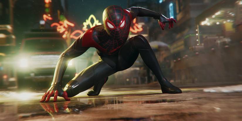 Miles in his suit in Marvel's Spider Man Miles Morales