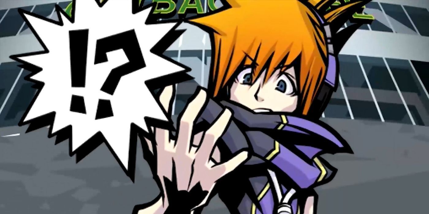 Neku looking at his hand in The World Ends With You