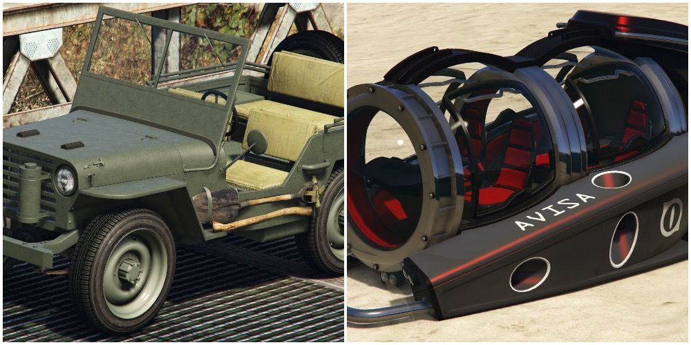 The WWII jeep and the submersible players can buy