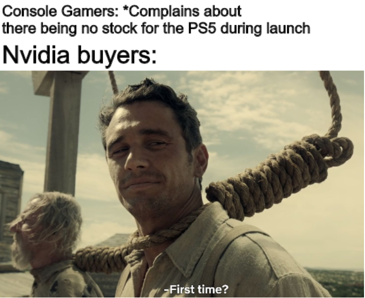 Pirates meme comparing Nvidia wait times to PS5