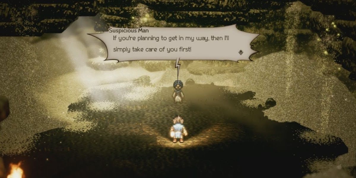 Olberic and Snake Charmer in Quicksand Caves