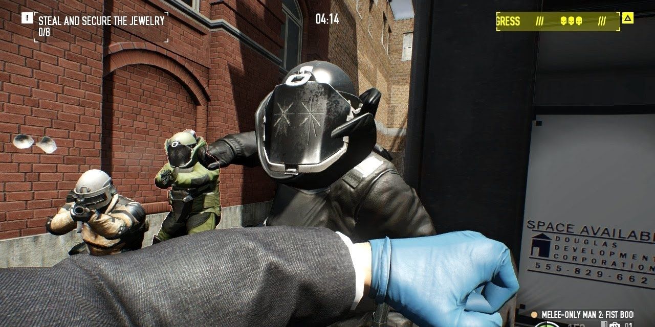 Player using fists against police in Payday 2