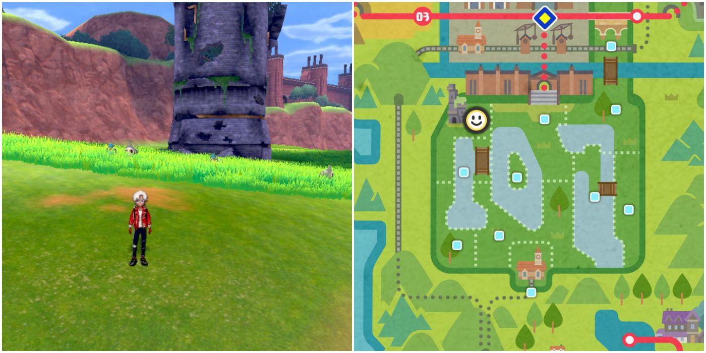 Pokemon Sword and Shield Wild Area Map Watchtower Ruins