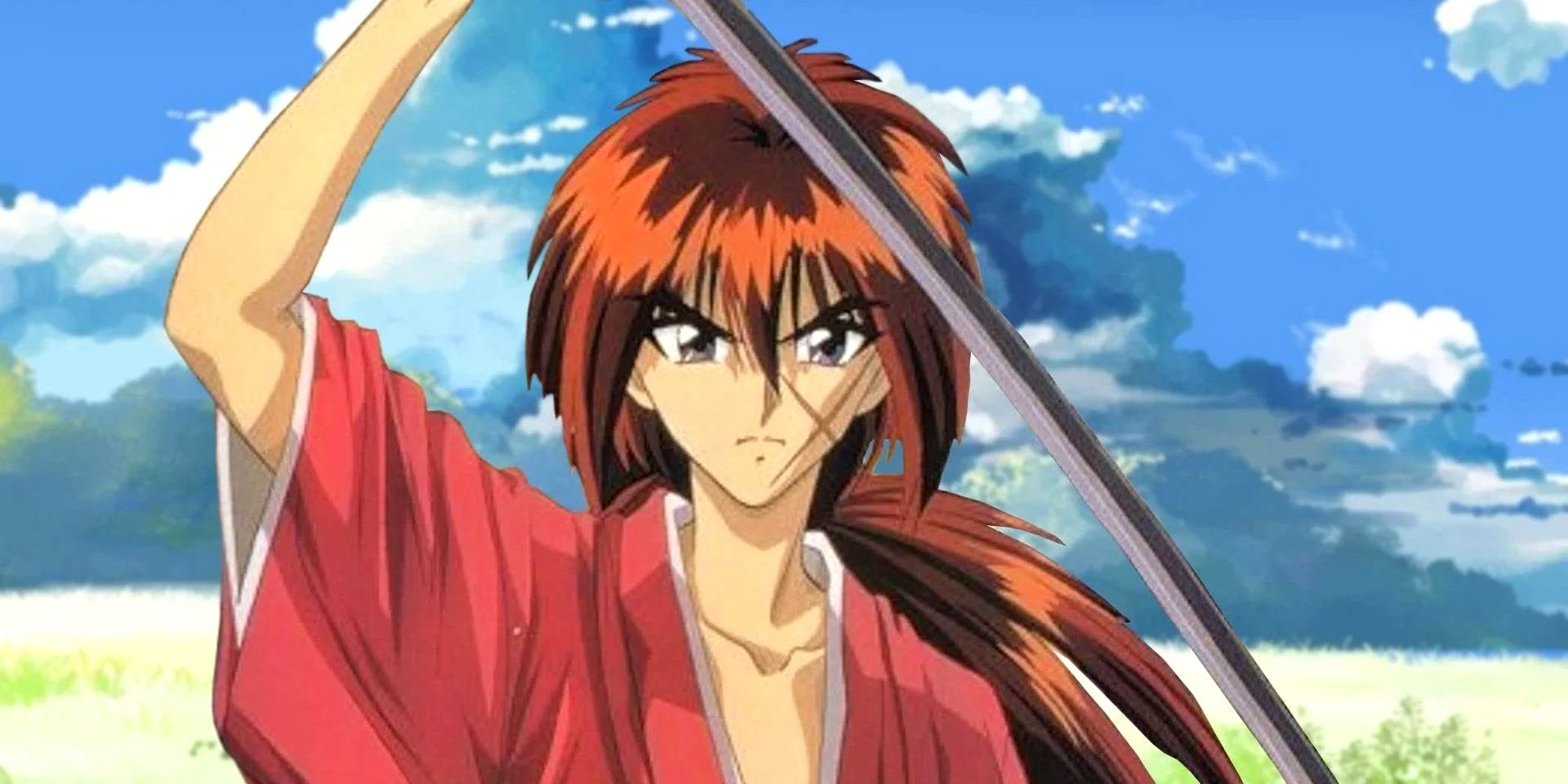 red haired ronin kenshin draws his katana