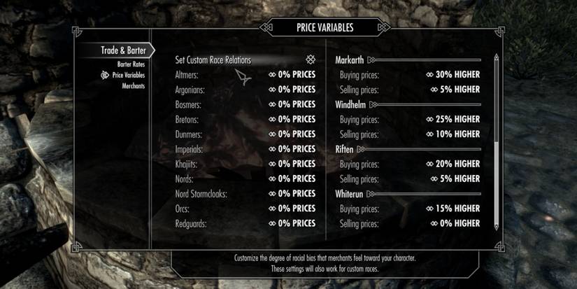 Skyrim Trade And Barter Prices