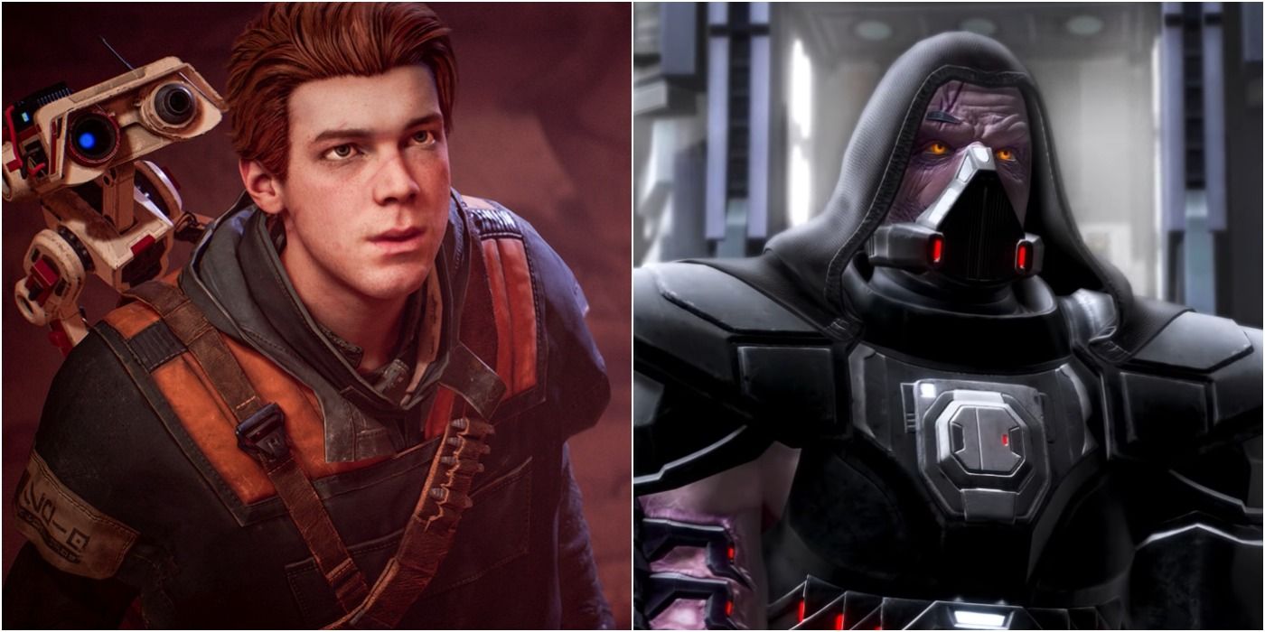 Star Wars Best Video Game Characters Featured Image Split Image Cal Kestis and Darth Malgus