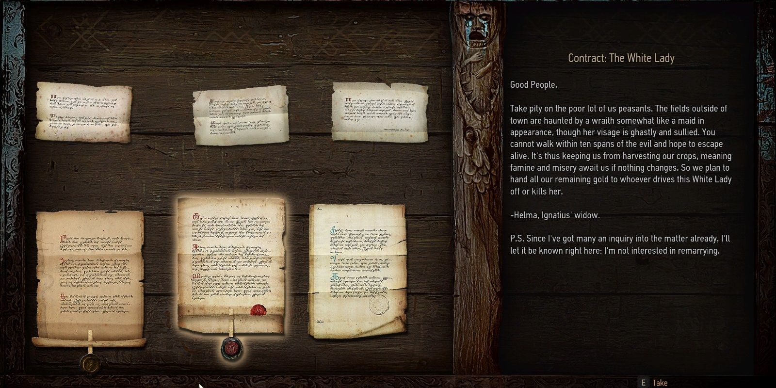 Show showing Witcher contracts on a Notice Board
