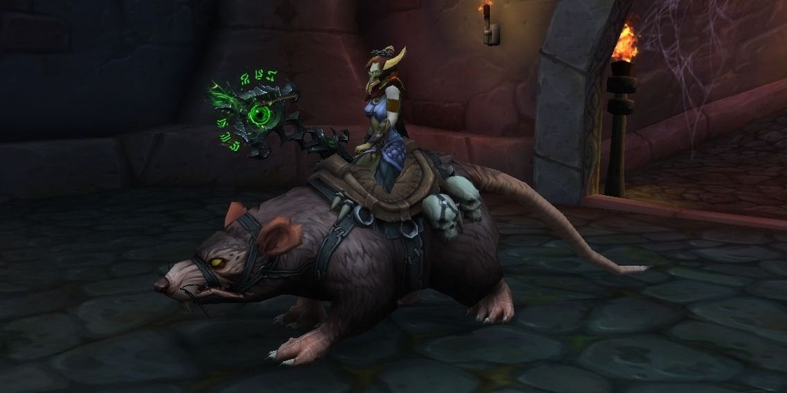 WoW Ratstallion Mount with Elven Rider in Dalaran Underbelly