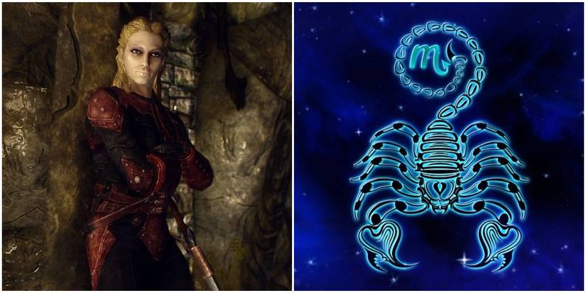 Astrid beside a Scorpio symbol