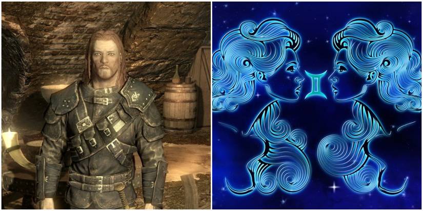 Brynjolf beside a Gemini symbol