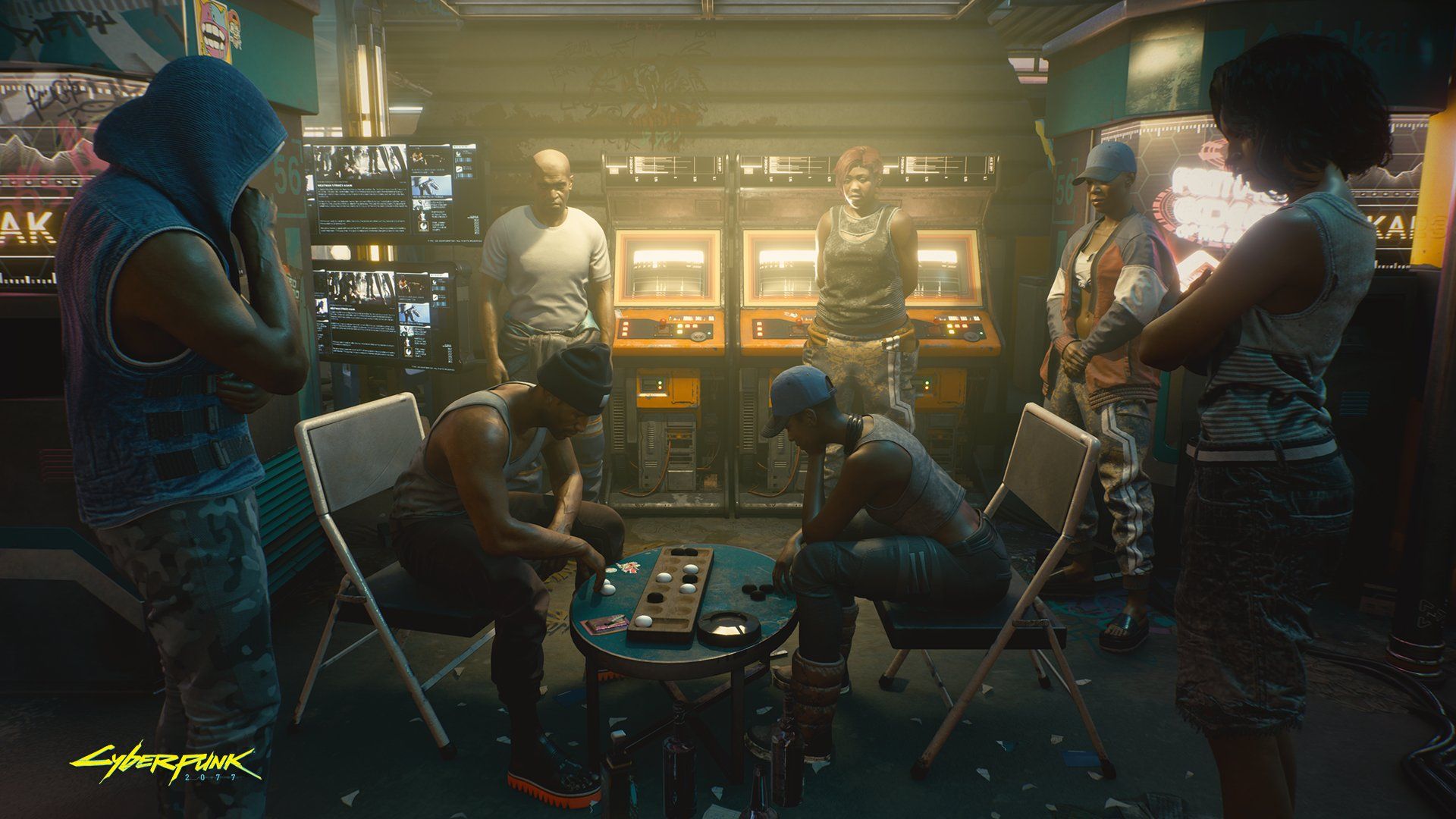 cyberpunk 2077 characters playing chess