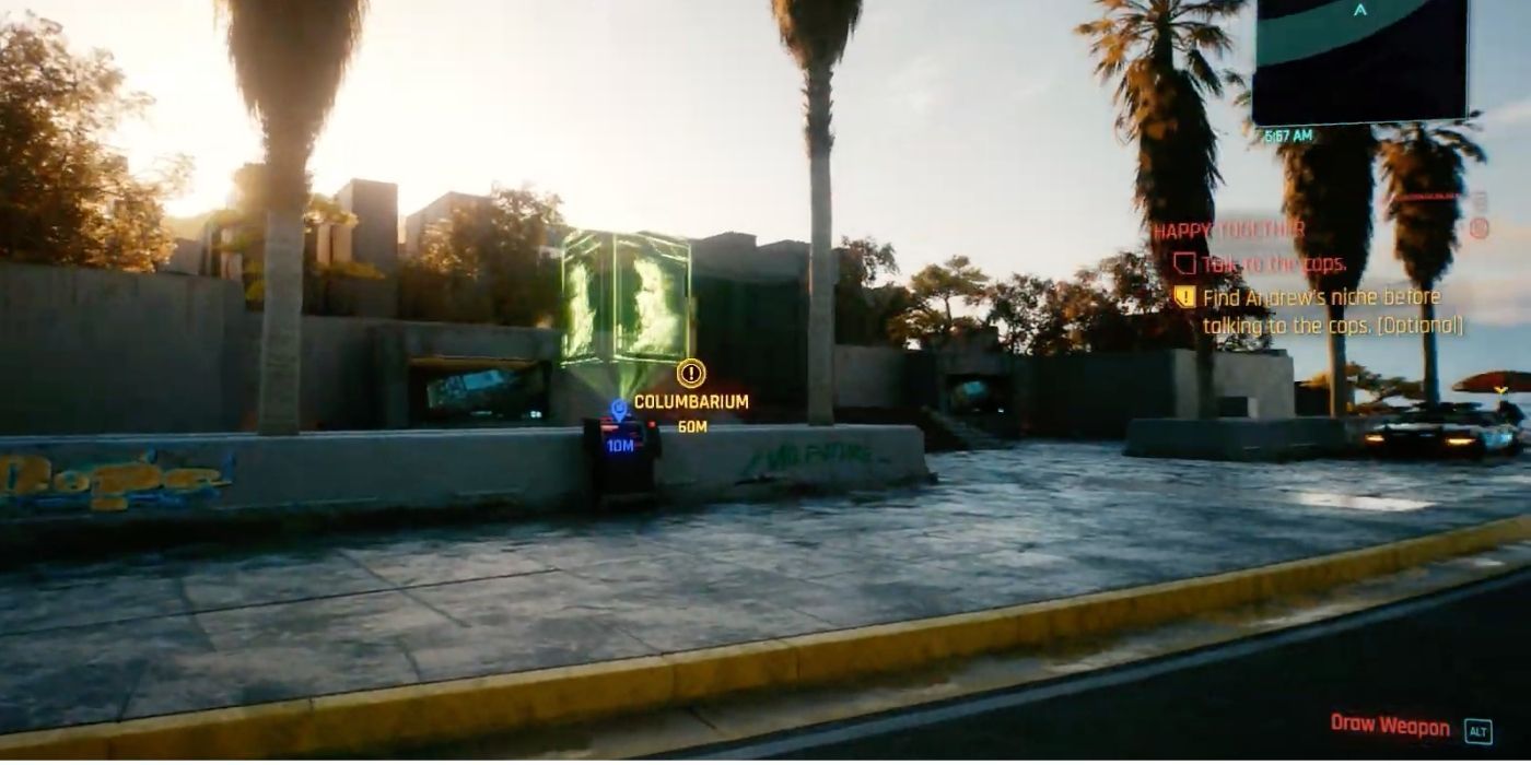 cyberpunk 2077 street view of north oak columbarium