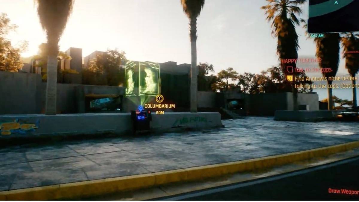 cyberpunk 2077 street view of north oak columbarium
