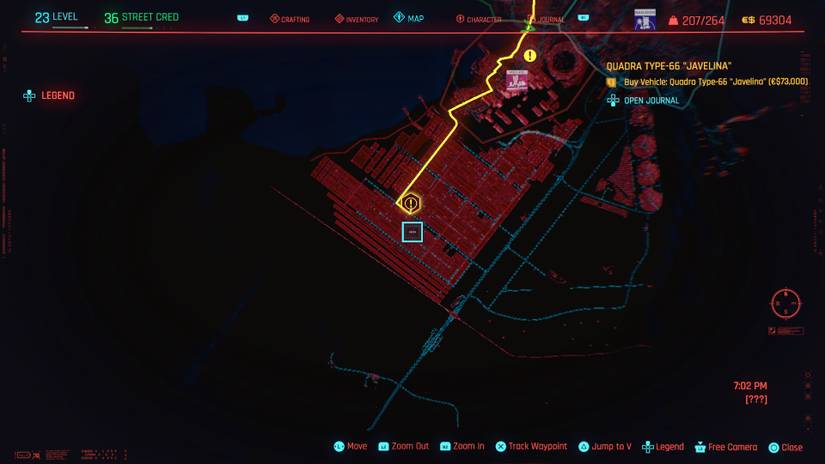 cyberpunk 2077 javelina night city map fast travel