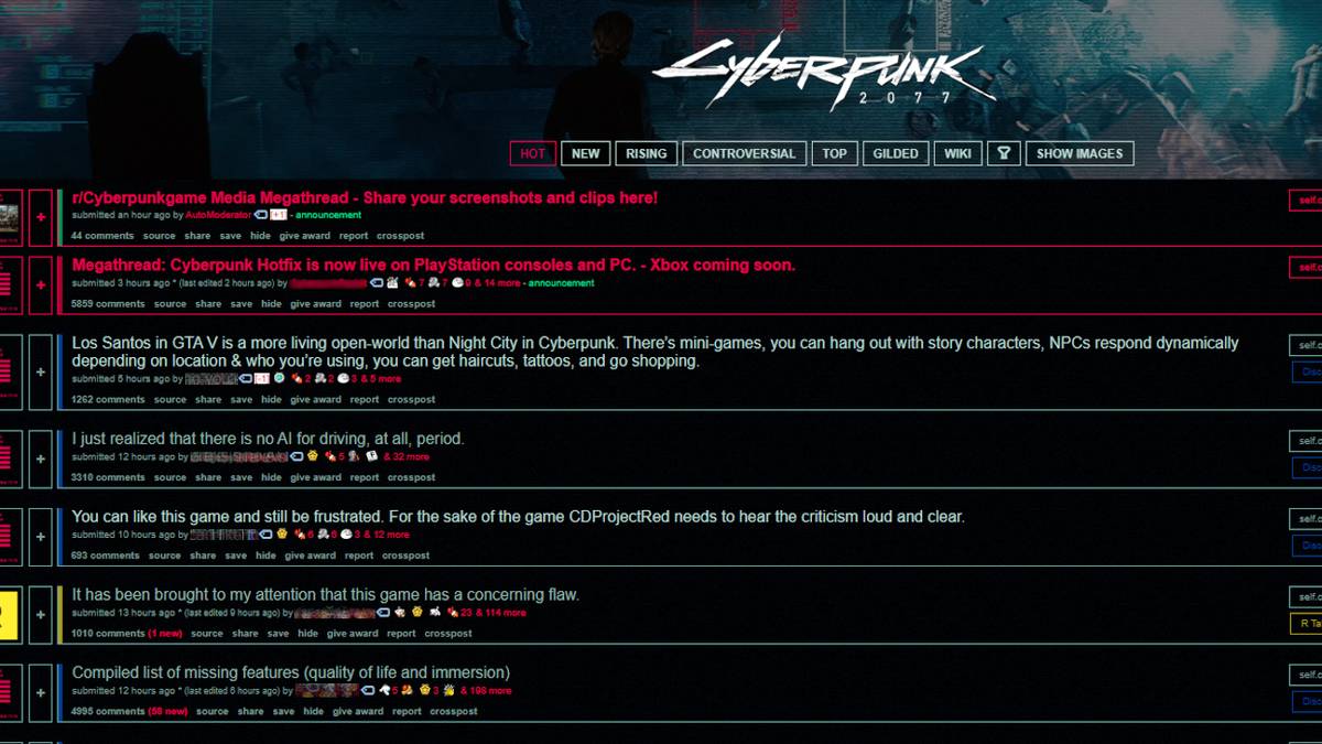 cyberpunk 2077 subreddit top stories