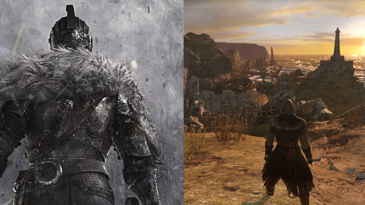 (Left) Dark Souls 2 promotional image (Right) Majula In Dark Souls 2