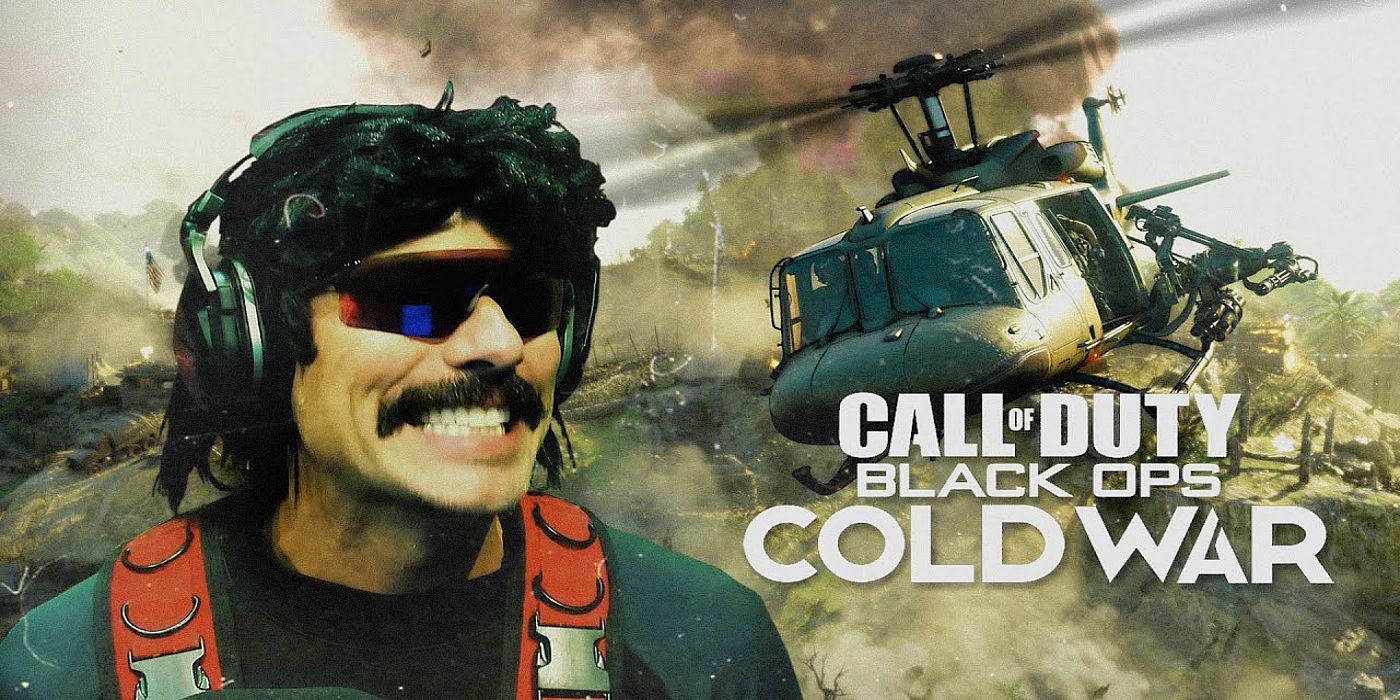 dr disrespect next to cold war helicopter