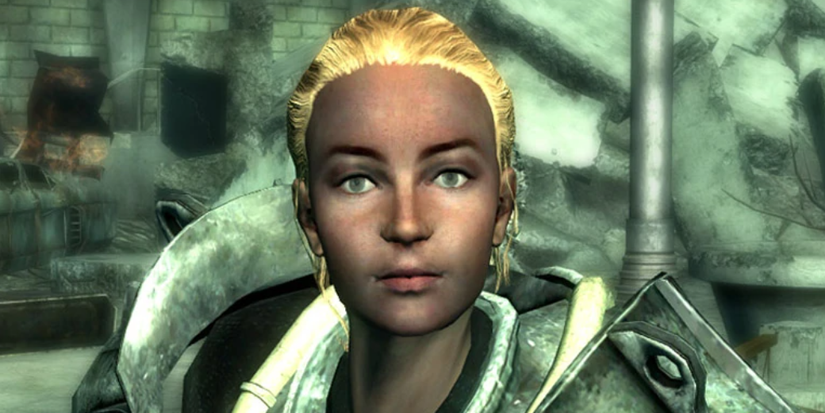 blonde woman in power armor.