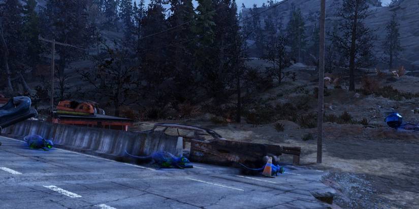 an eyebot following rats in fallout 76 wilderness