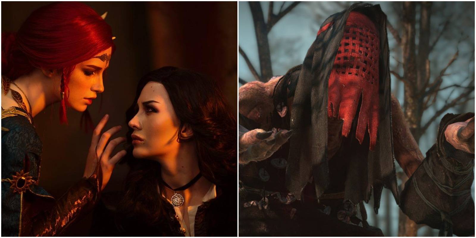 left: triss and yennefer. right: a crone