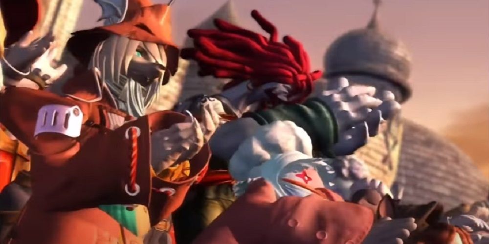Ending FMV scene of Final Fantasy 9 with Freya and other companions.