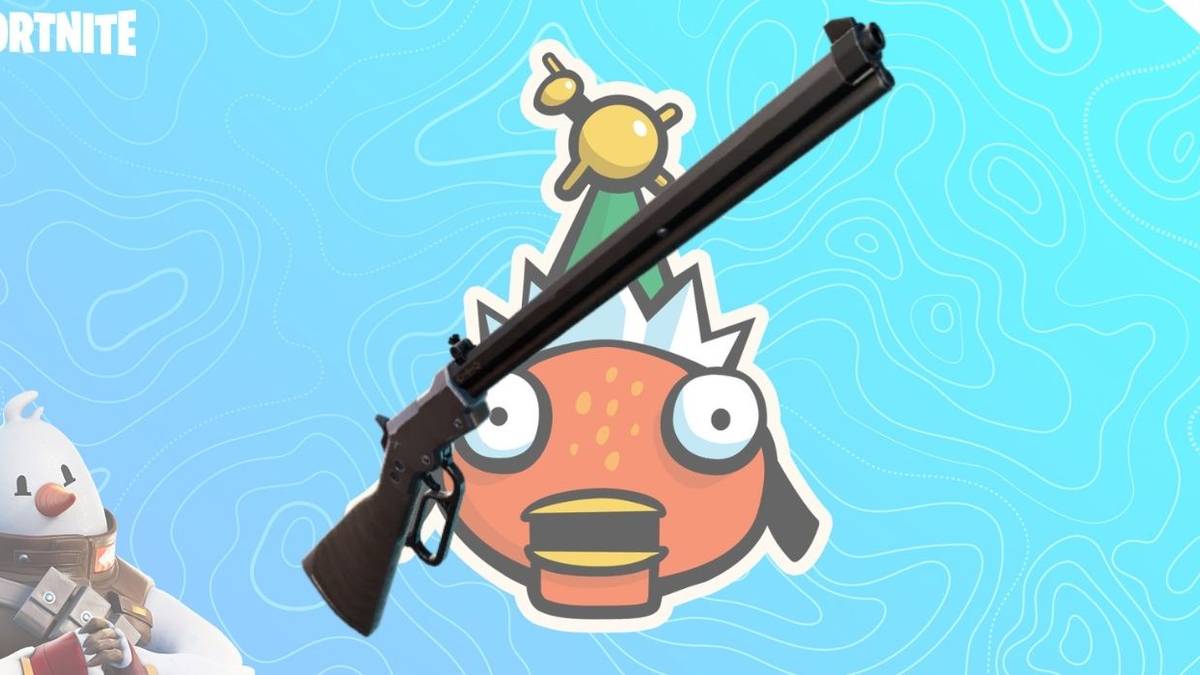Fortnite collage of lever action rifle fish fest emoji and snowmando