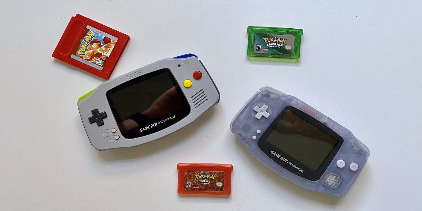 game boy console and pokemon cartridges