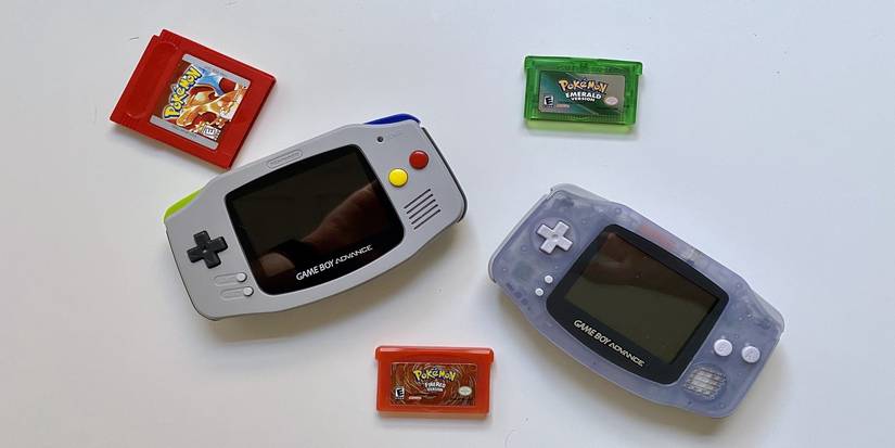 game boy console and pokemon cartridges