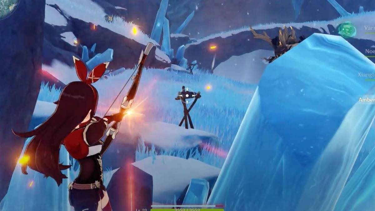 genshin impact character amber firing an arrow