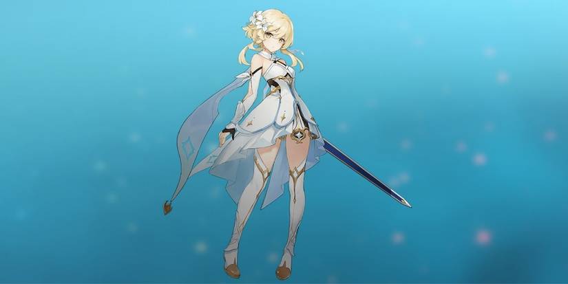 Genshin Impact Lumine with Cryo background