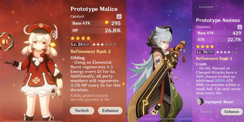 mihoyo razor klee four star weapons