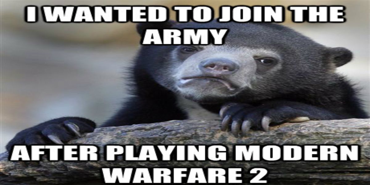 image of a sad looking animal with the caption _I wanted to join the army after playing COD mwf2_