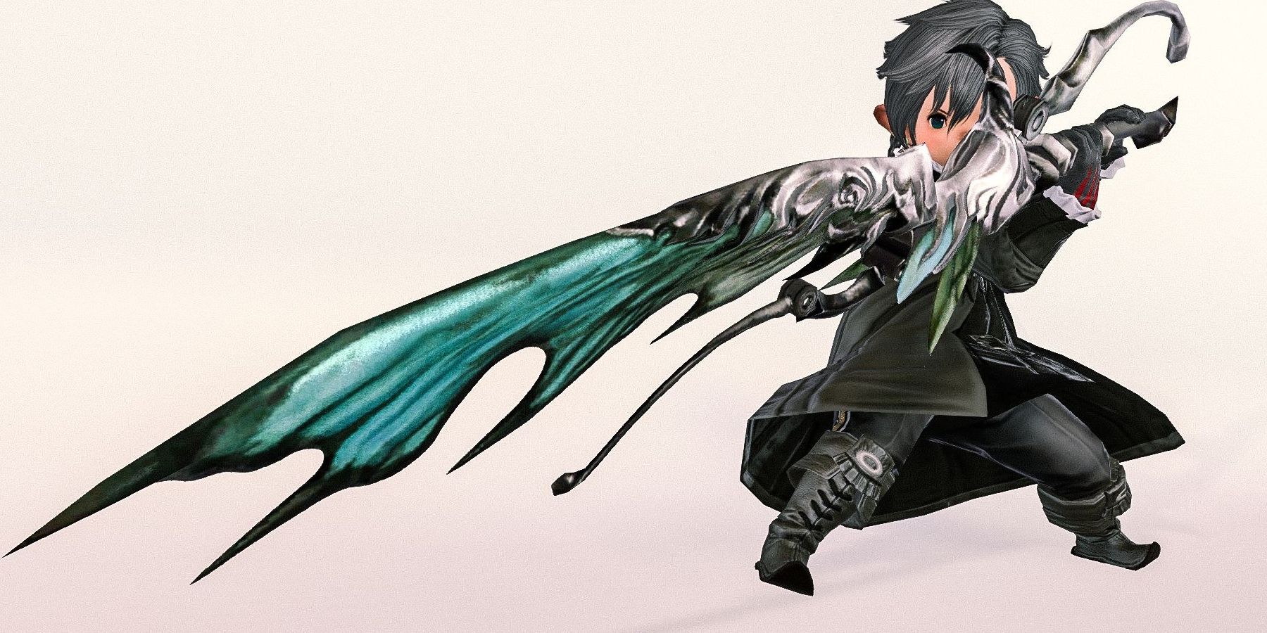 lalafell man with white background holding greatsword