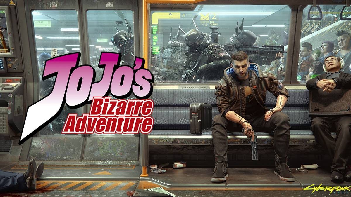 Cyberpunk 2077 metro with JoJo logo