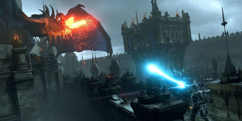 casting spell at a wyvern