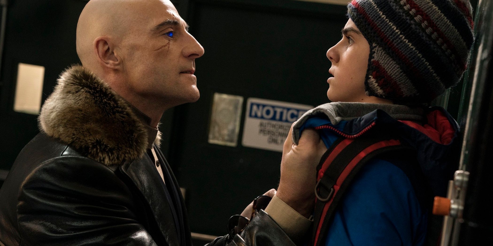 mark strong as dr sivana and jack dylan grazer in shazam