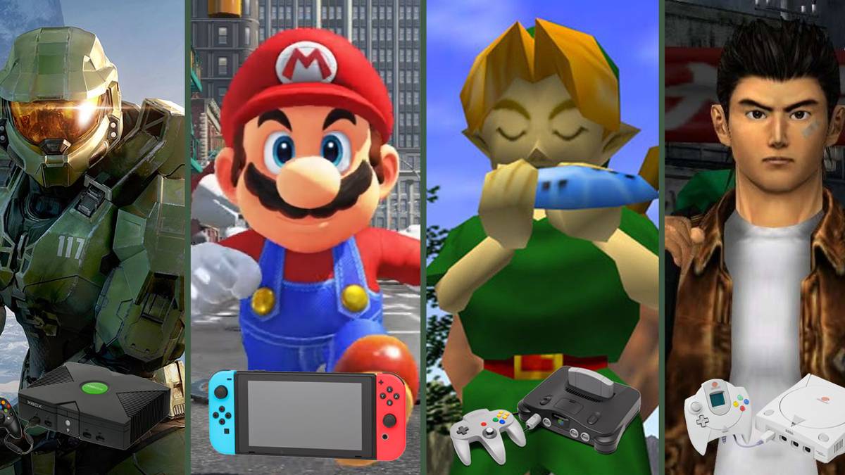Master Chief from Halo on the Xbox, Mario from Mario Odyssey on the Switch, Link from Ocarina of Time on the N64 and Ryo Hazuki from Shenmue on the Dreamcast
