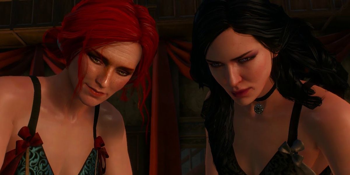 Triss and Yennefer tricking Geralt in The Witcher 3
