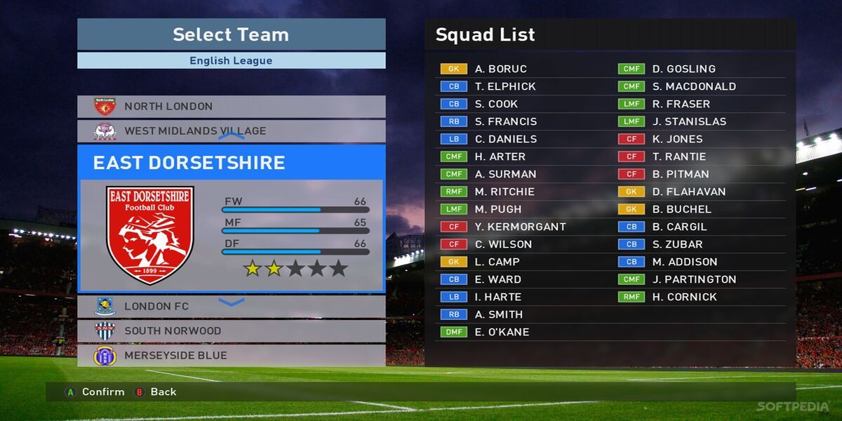 Pro Evolution Soccer 2016 team names