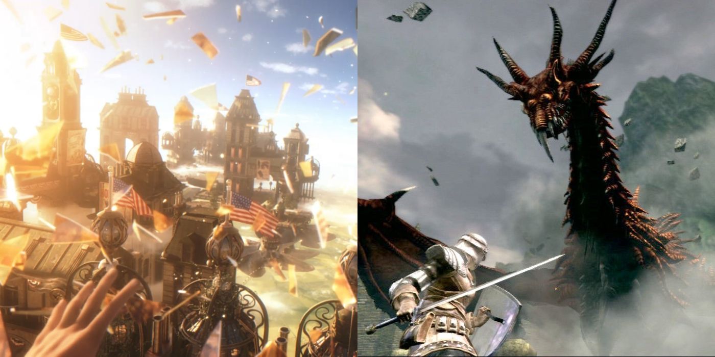 (Left) Bioshock Infinite City (Right) Dark Souls Dragon attack